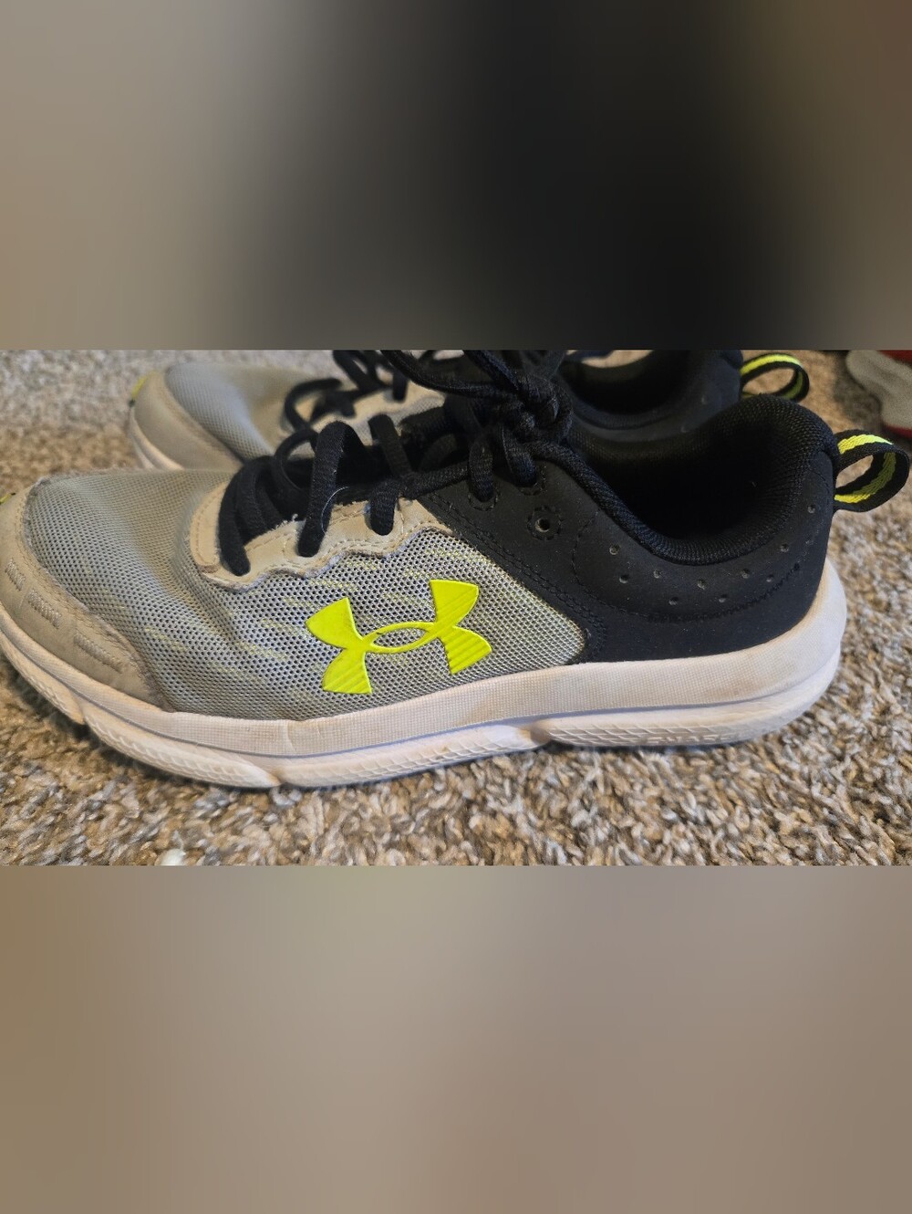 Under Armour Kids Gray and Neon Yellow Athletic Sneakers